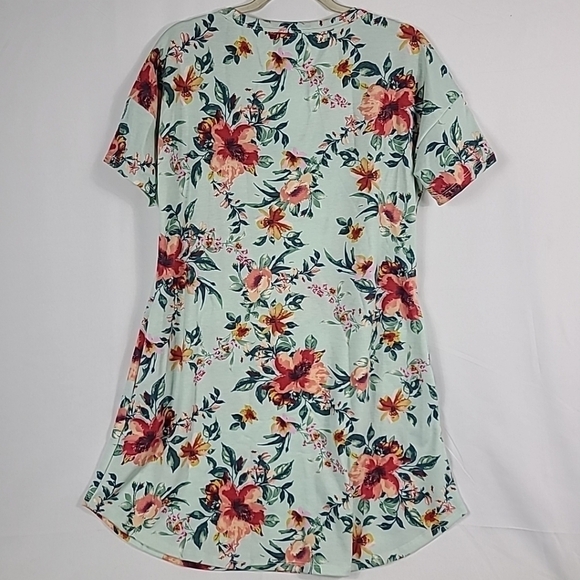 NEW Viamor Women's Mint Watercolor Floral Short Sleeve Dress w/ Pockets Sz M - Picture 8 of 9